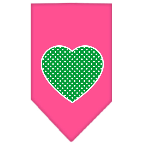 Green Swiss Dot Heart Screen Print Bandana Bright Pink Small